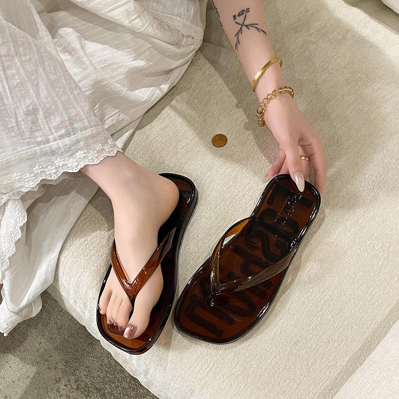Korean Style Transparent Jelly Flip-Flops for Women - Summer Crystal Beach Slippers