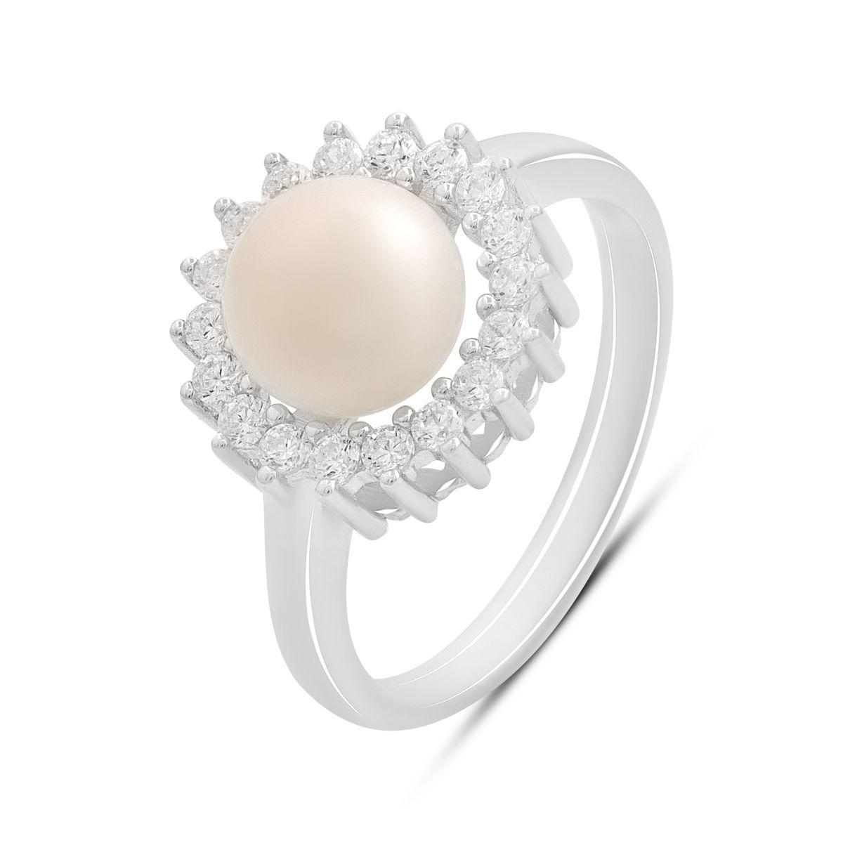 

Silver ring with natural pearl, cubic zirconia, product weight 3.38 g (2197973) 17 білий