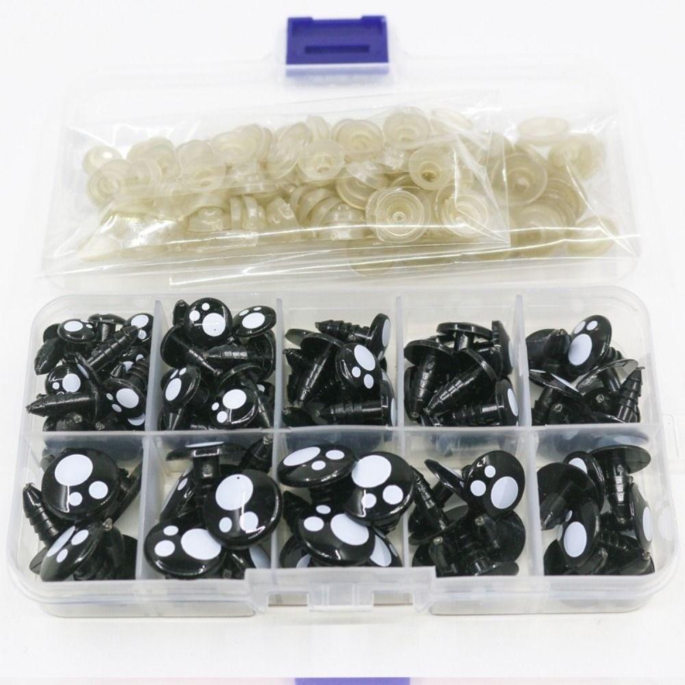 100pcs/box Oval Shape Plastic Safety Eyes Black Black Screw Eyes New Doll Bear Toys  For Toys