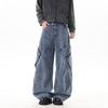 Jeans Tooling Is Old and Multi-pocket Design Loose Wide-leg Pants Niche American Washing Heavy Industry Feeling Retro