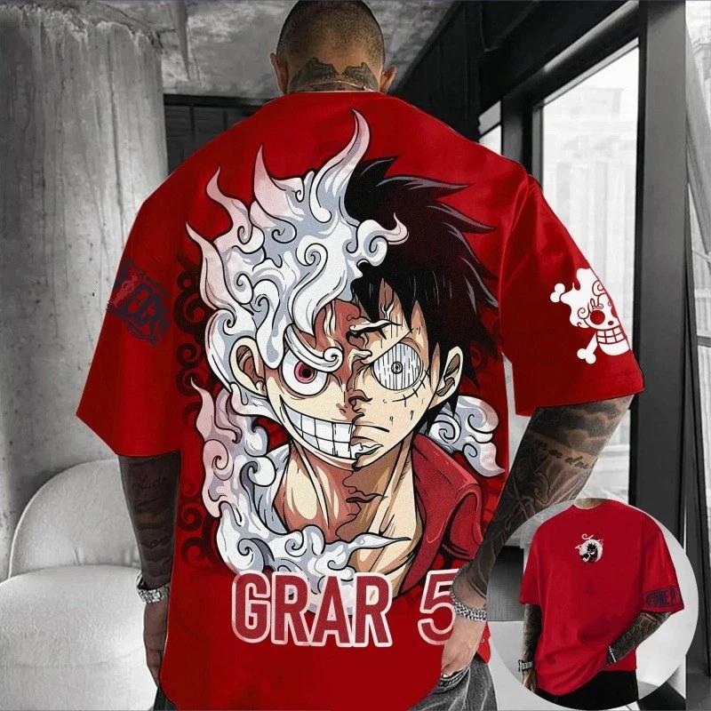 One Piece Luffy Anime Manga T-Shirt Tee Undershirt Cotton Red M