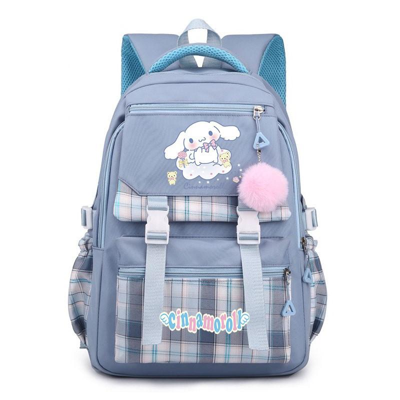 Cinnamoroll Kids School Backpack Boys Girls Large Capacity 20-35L Nylon Dual Strap Bag With Arc Shoulder Straps