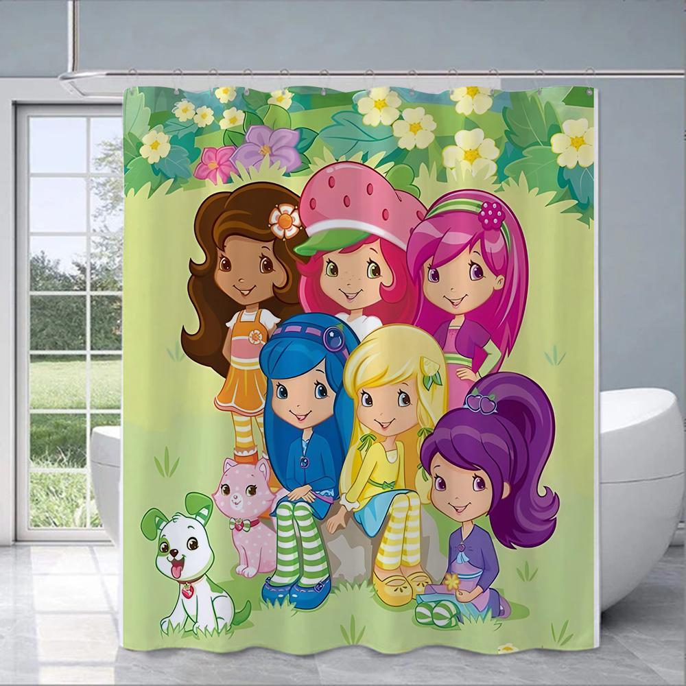 Duschvorhang Wasserdichtes Polyestergewebe Farbe Bunt Badezimmervorhänge Erdbeere Schatz Zuhause Badezimmerdeko Mit Haken