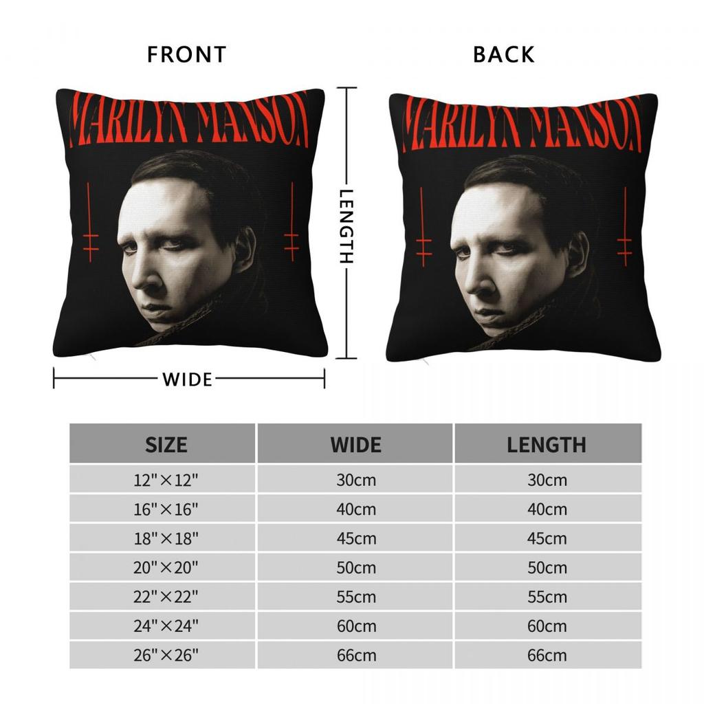 Marilyn Manson Gothic Singer Pillowcases Merch Soft Cushion Cover Pillow Covers Living Room Decoration Zipper Multiple Sizes