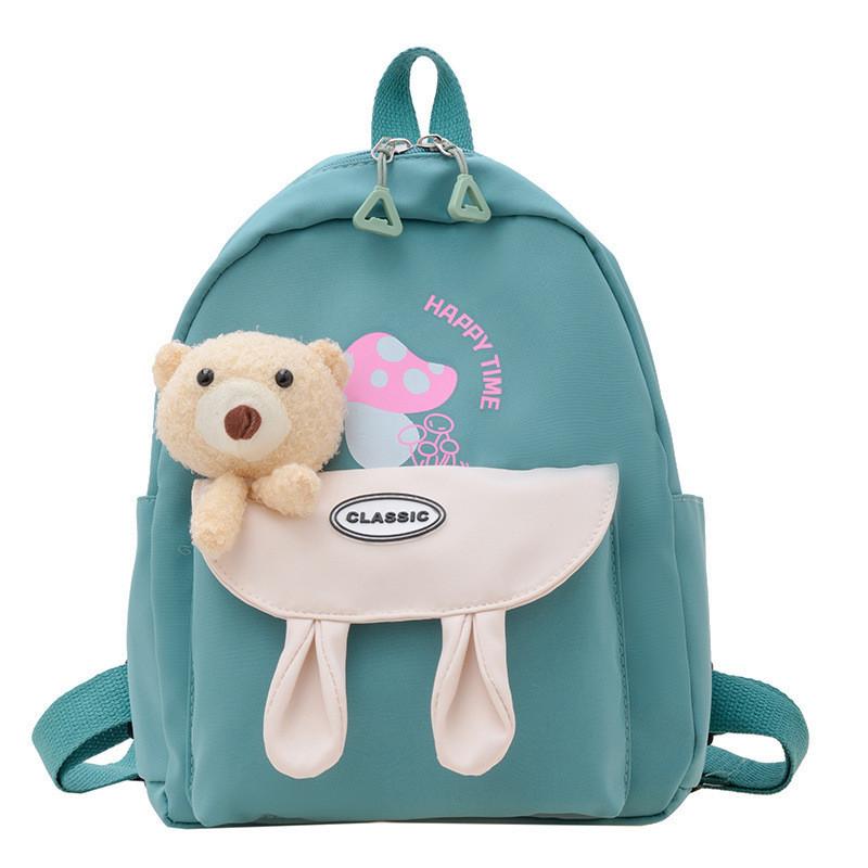 Cute Bear Pattern Kids Backpack For Preschool Durable Nylon With Padded Straps