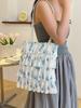 Polyester Wrinkled Tote Bag With Floral Embellishments For Daily Casual Wear