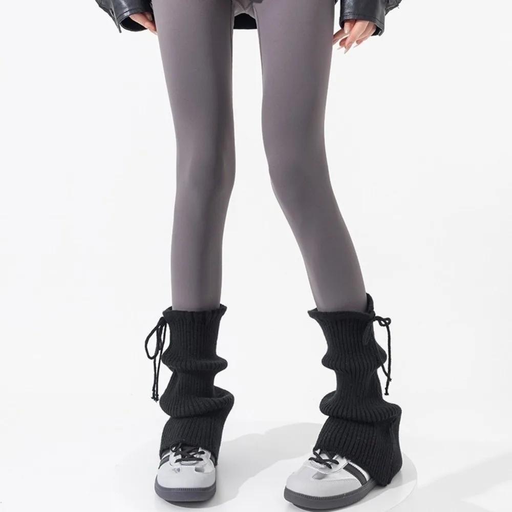 Thickened Middle Tube Socks Gift New Solid Color Leg Warmers Knitted Bow Harajuku Mid Calf Sock