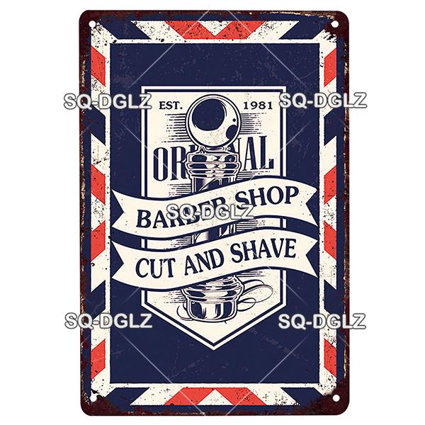 Vintage Metal Tin Sign Retro Barber Shop Wall Decor Aluminum Shaving Haircut Poster Plaque