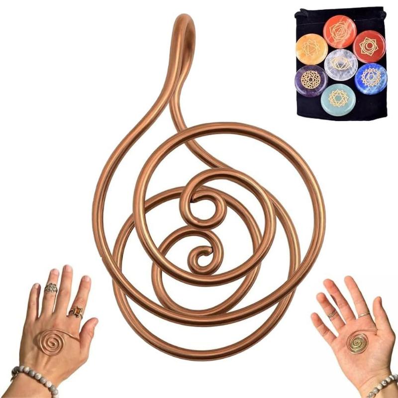 Verstellbarer Kupfer Handflächenring Tragbar Handgefertigt Reiki Energie Spirale Handring Schmuckzubehör Kupfer Manschette