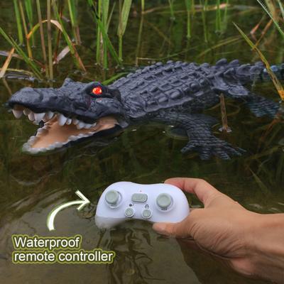 2.4ghz Remote Control Crocodile Underwater Simulation Fish Swimming Eye Glowing Toy Long Battery