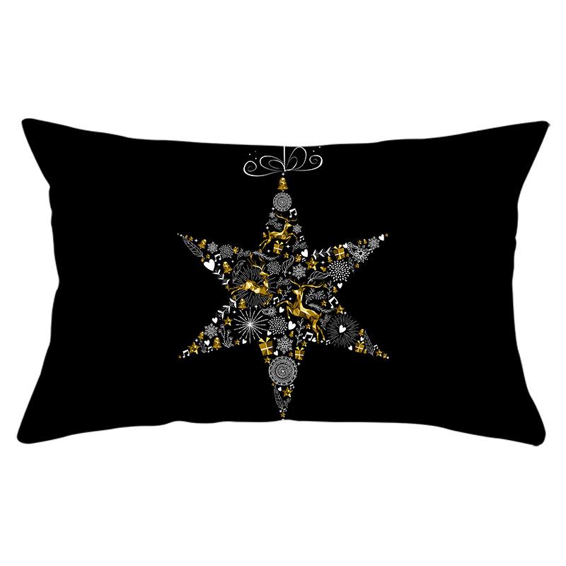 New Black Gold Series Christmas Peach Skin Print Waist Pillow Cover Home Accessories Cushion Cover Sofa Cushion Cover
