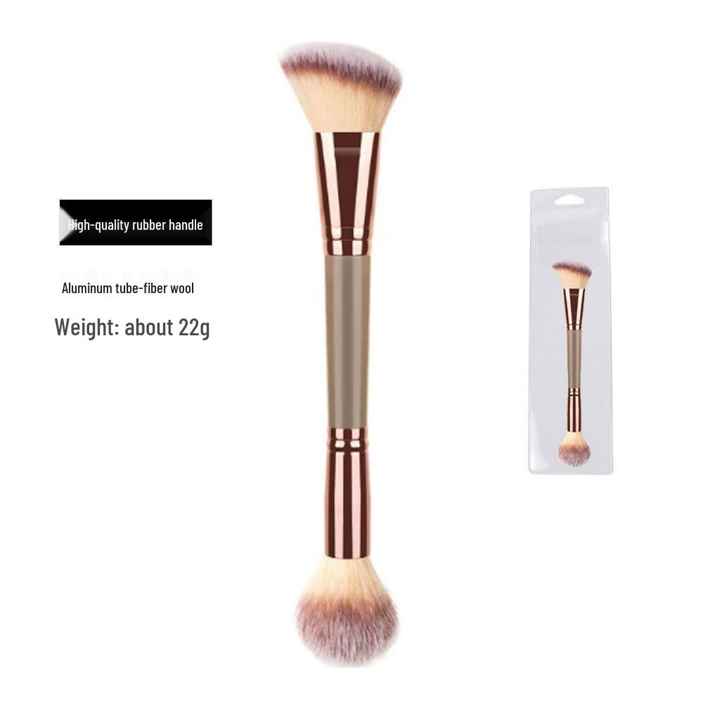 Dual-Ended Soft Bristle Foundation & Blush Brush for Contouring and Nose Shadow Makeup.