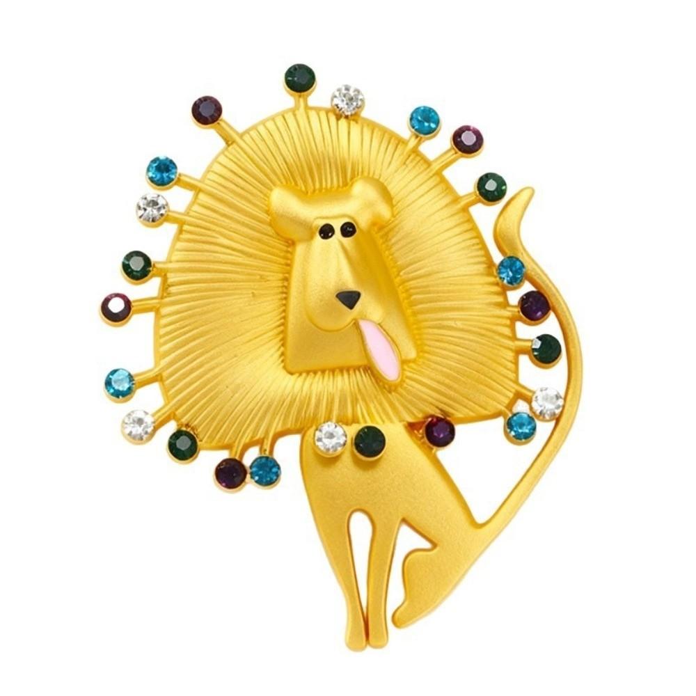 Irregular Lion Rhinestone Brooch Vintage Glaze Badge Pin Suit Accessories  Clothes Accessories