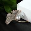 Pearl Ginkgo Leaves Rhinestone Brooch Lapel  Designer Brooch Pin Mini Bobby Pins Perfect Gift for Couples Western Accessories