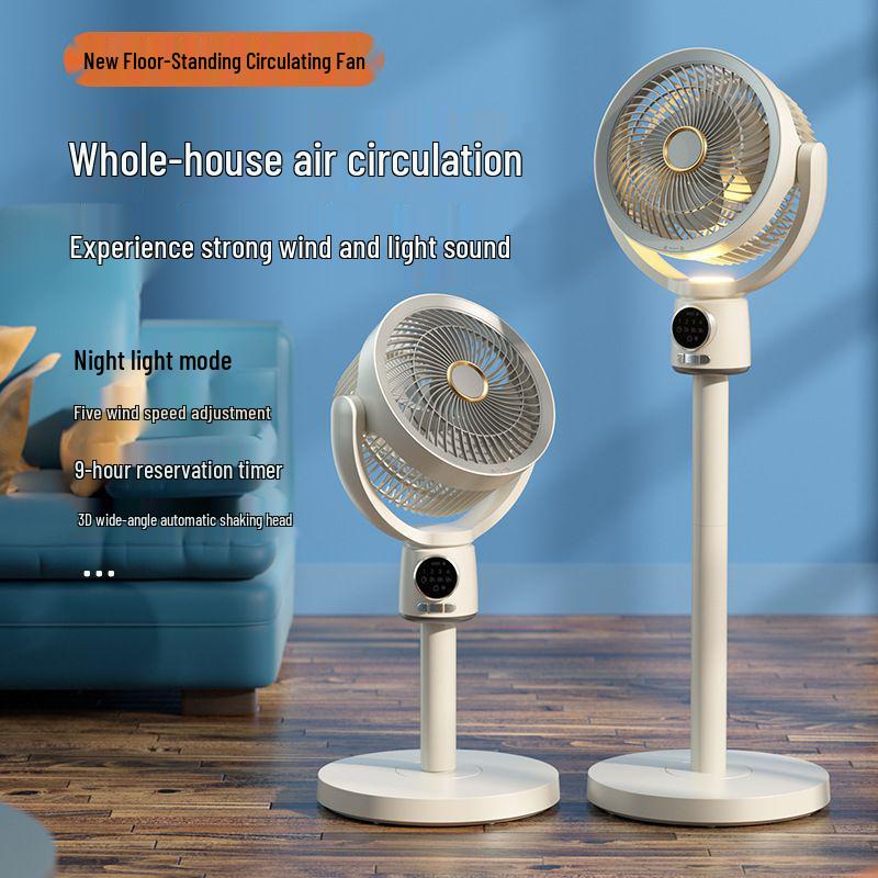 Taiwan 110V Smart Voice-Controlled USB Electric Fan, Dual-Use Oscillating Air Circulator for Desk/Floor.