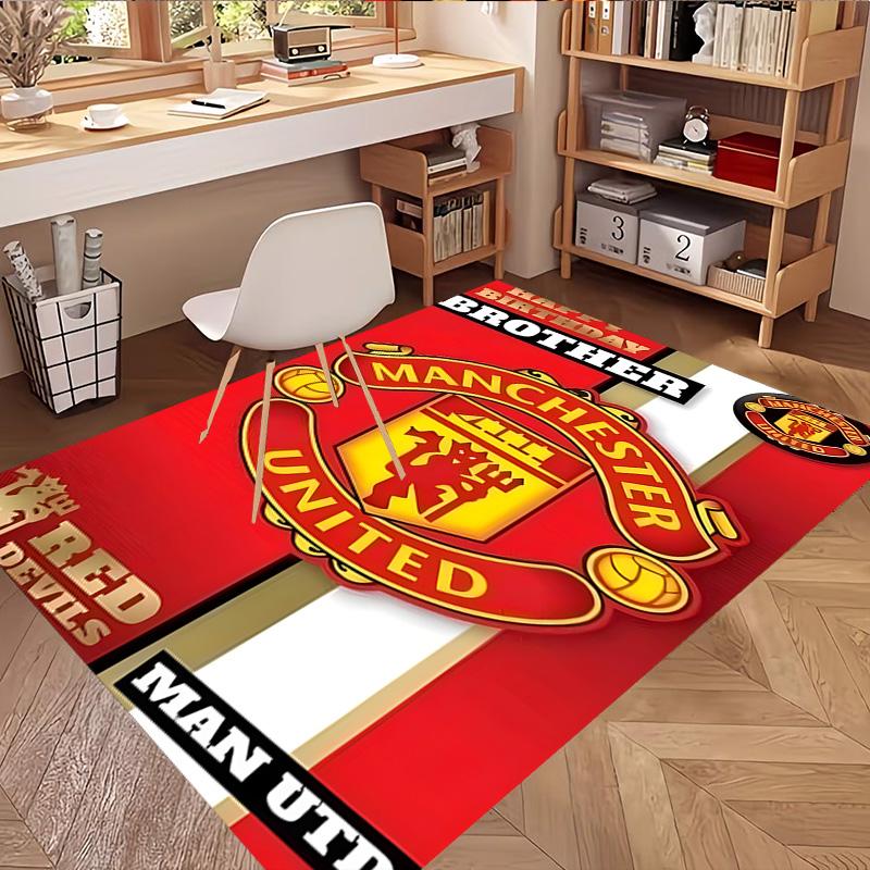 Manchester United F.C Print Rug, Washable Floor Carpet, For Entryway Dorm Laundry Room Office Study, Home Decor Birthday Christmas Gift