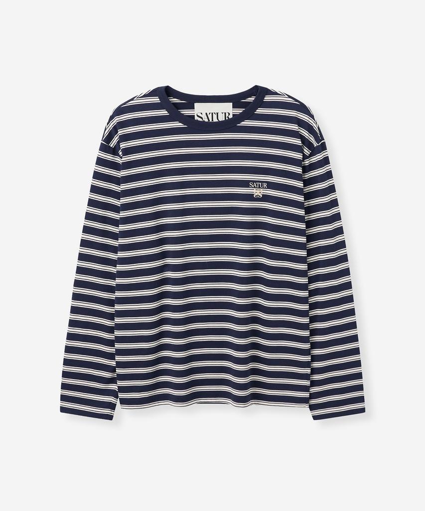 SATUR Apero Stripe Long Sleeve Navy