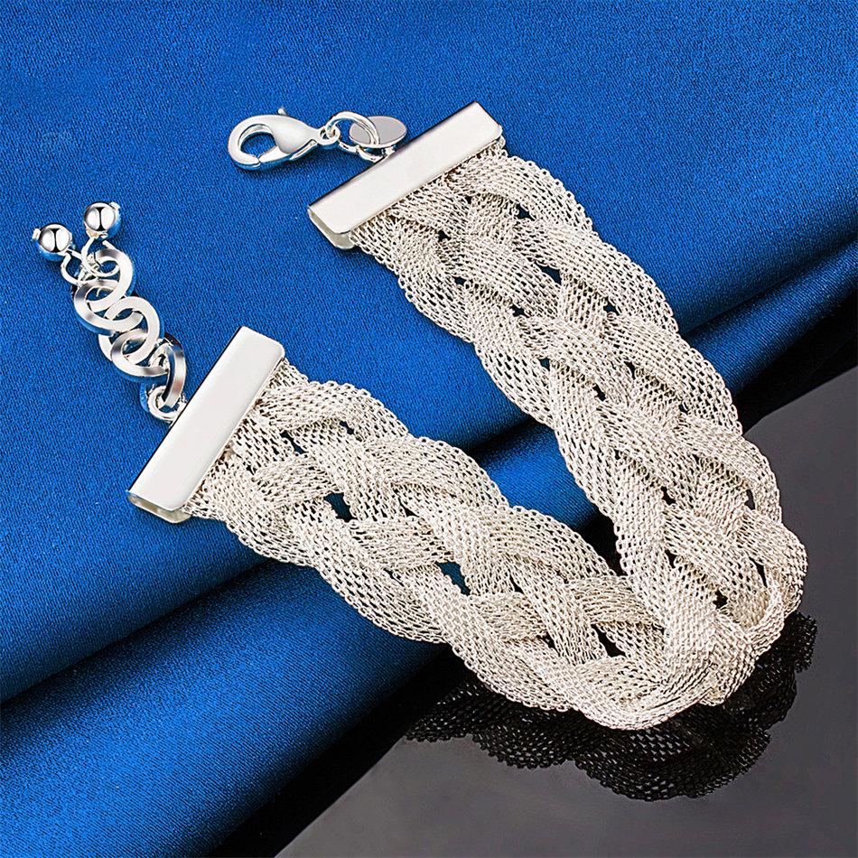 925 sterling silver 8-inch exquisite woven bracelet for men and women, fashionable wedding party jewelry accessories