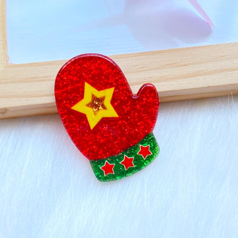 10 Stück Neue Süße Gemischte Glänzende Acryl-Weihnachts-Serie Flache Rückseite Cabochons Scrapbooking DIY Schmuck Bastel-Dekoration Zubehör