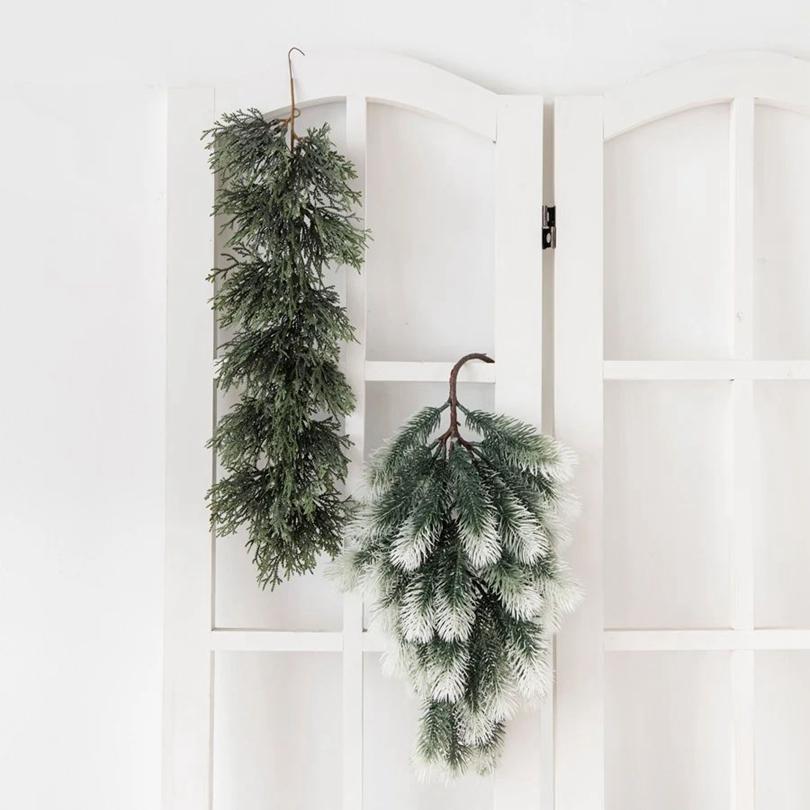 Künstliche Pflanze Kiefernnadel Kunststoff Reif Weihnachtsbaum Hängender Kranz Hof Zuhause Außen Garten Wand DIY Hochzeitsdeko