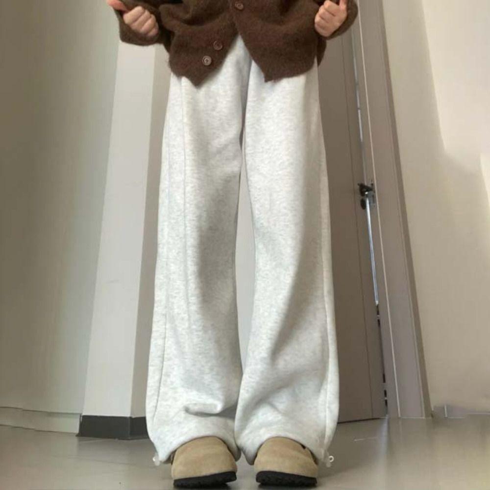 High Waist Casual Dragging Pants Y2K Drawstring Pants Women Soft Wide Leg Loose Pants  Lady