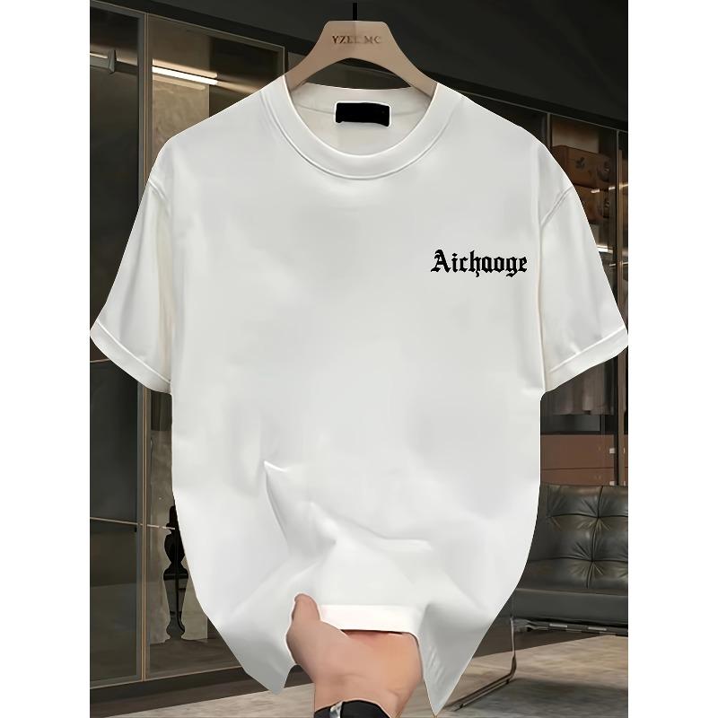 European Size Heavyweight Pure Trendy Print Short-Sleeve T-Shirt for Men, New Summer Casual Style, Loose Fit, Versatile Top In Large Sizes