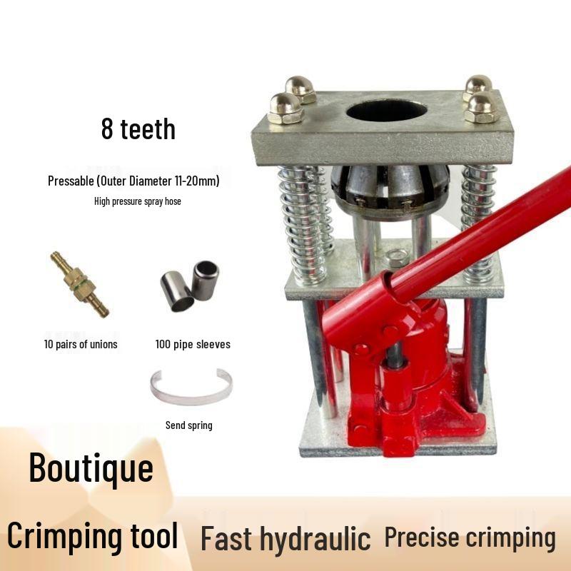 Hydraulic High-Pressure Pipe Crimping Tool and Connector Sleeve