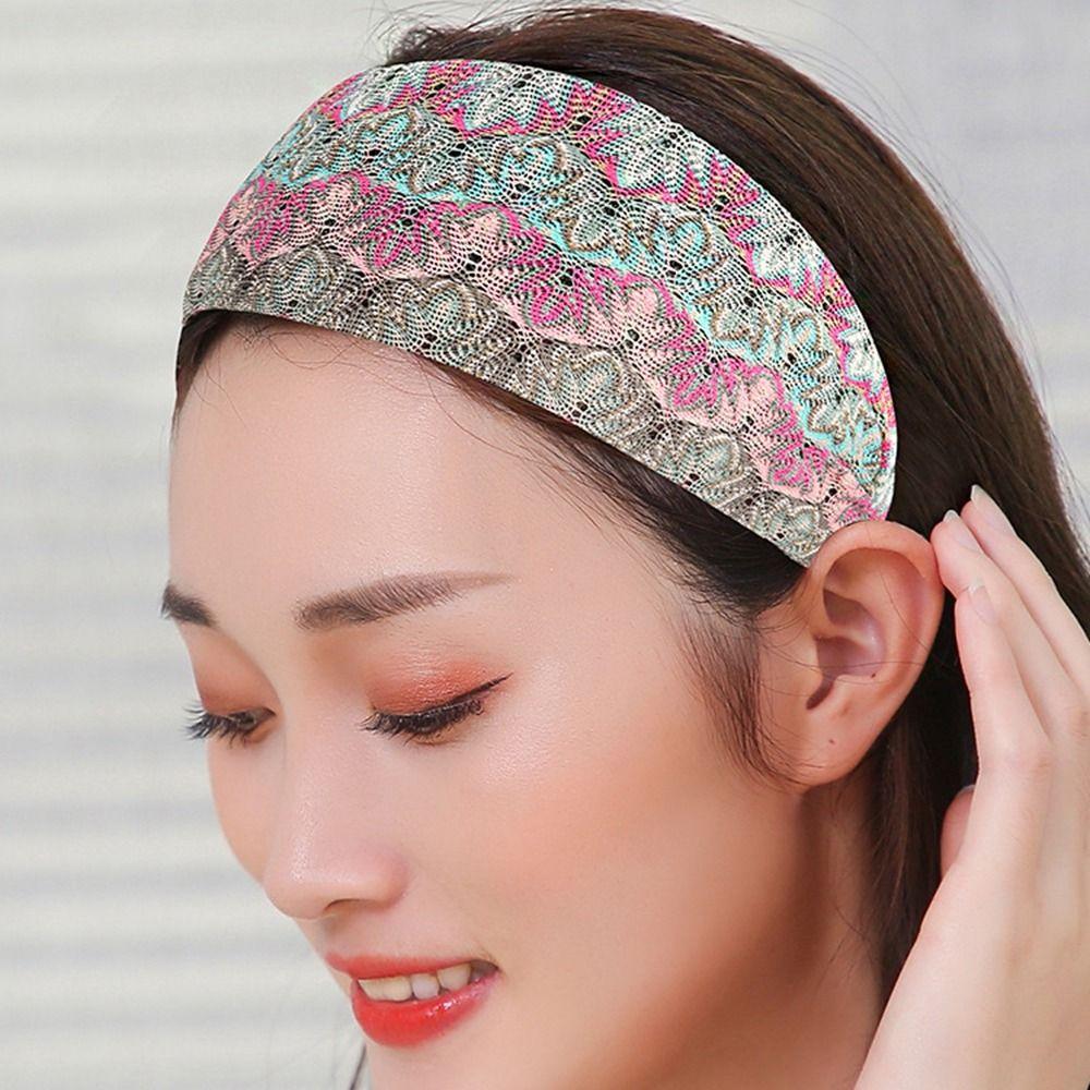 

Этнический стиль Широкополая кружевная повязка на голову Головные уборы в корейском стиле Женские ободки для волос Широкий обруч для волос