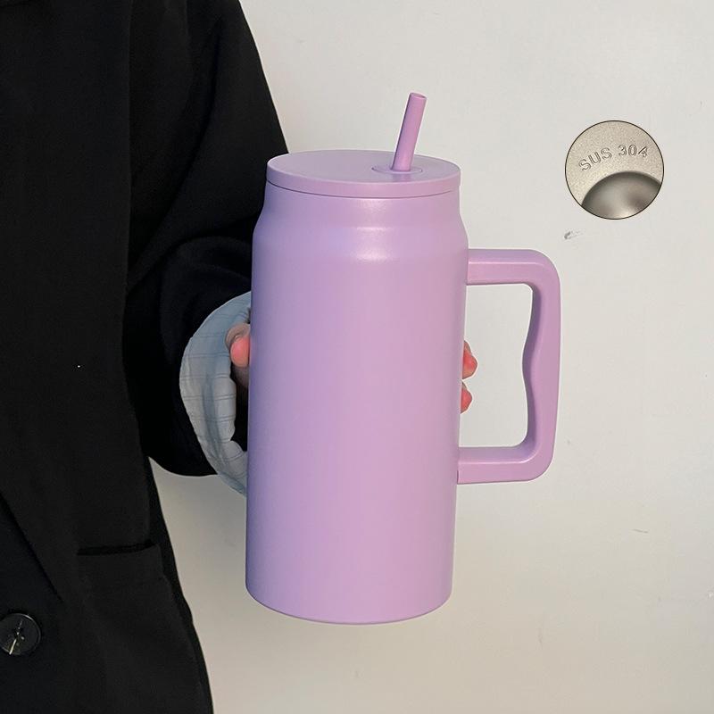 

Автомобильная большая чашка MAC Ice Bullock из нержавеющей стали, чашка с трубочкой, простая ручка, двойной вакуумный автомобильный стакан большой емкости 1500ml