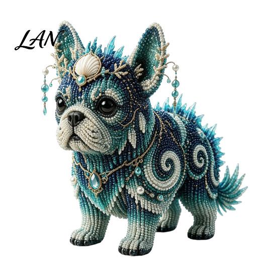 Beading Animal Decoration Mythical French Bulldog DIY Bead Kit, 3D Beaded Art Crafts Craft Kit Handmade Decoration, Gift for Lovers Set C