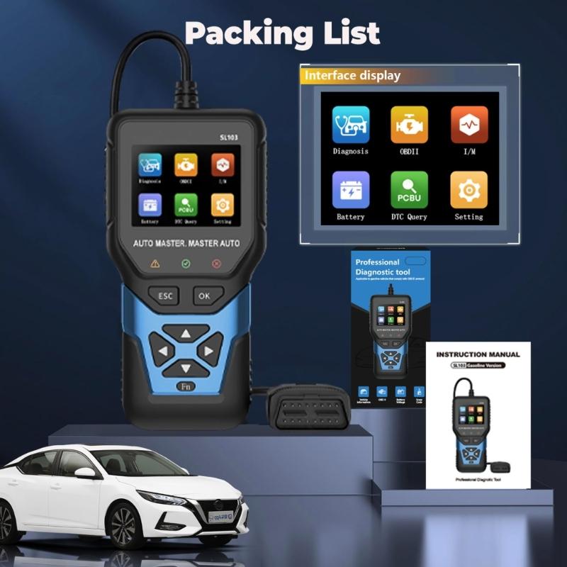 Advanced Vehicle Diagnostic Inspection Scanner For Vehicles Engine Transmission ABS Analysis 9 Languages 2.8Inch Display