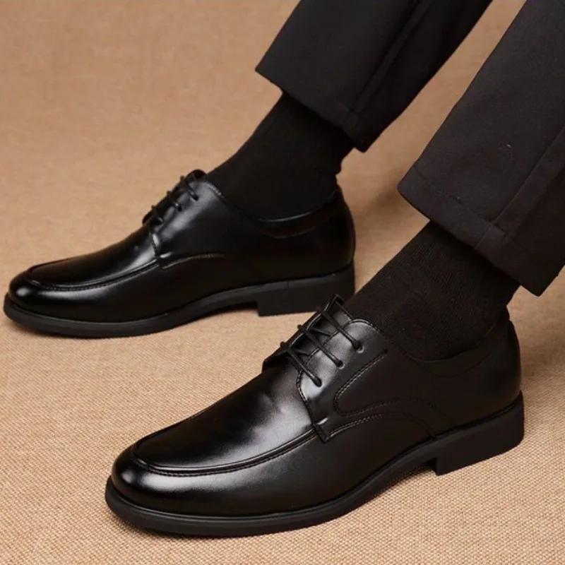 Fashion Lace Up Round Toe Male Casual Shoe Office Cowhide Social 2024 Trend New In Men's Leather Shoes Low Price Shipping Free Delivery