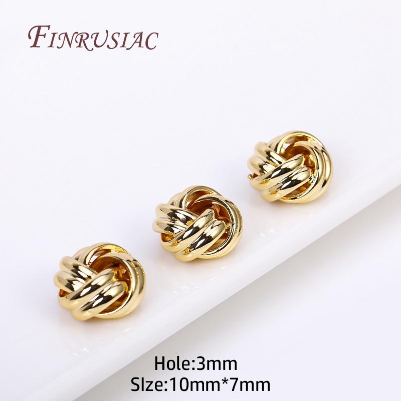 

10X7MM 18K Gold Plated Brass Braided Spacer Beads, Hole Size 3MM Separators For Beads,DIY Jewelry Making Supplies Wholesale 4 pieces