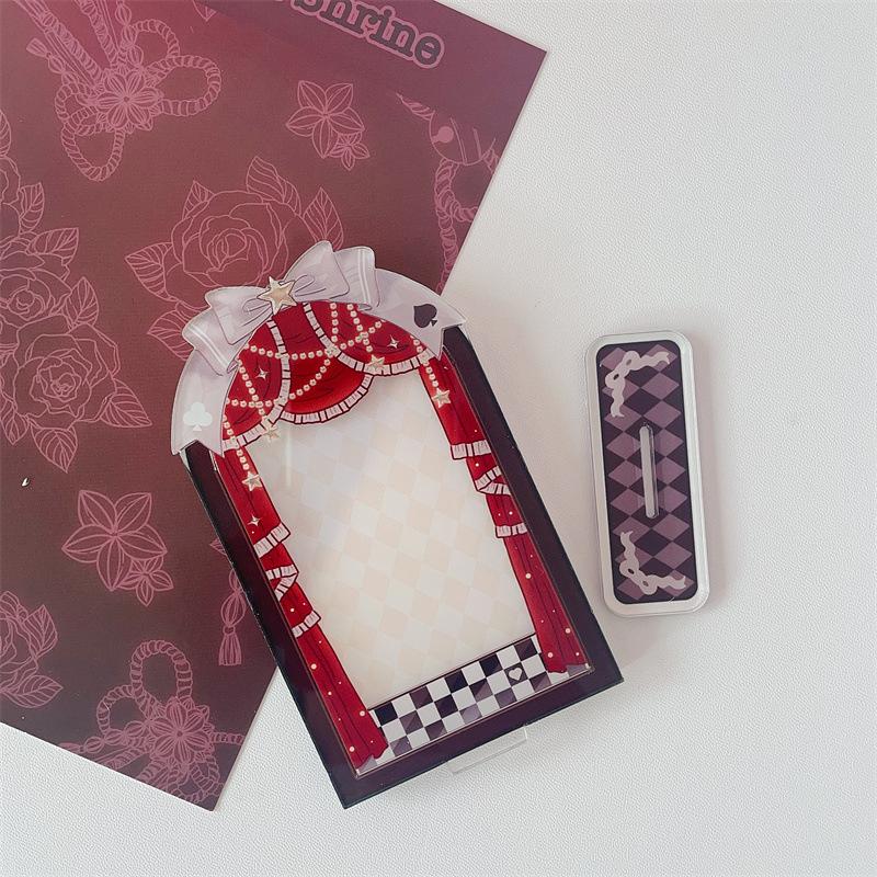 

Cartoon Alice Rabbit Acrylic Picture Frames for 3 Inch Polaroid Photo Card Kawaii Bowknot Bunny Card Binder Keyring Home Decor