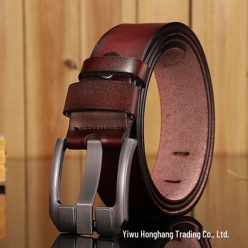 

Мужской широкий винтажный ремень из коровьей кожи с игольной пряжкой - Большой размер 150cm