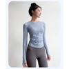 Women's Yoga Fitness Clothing Long Sleeve round Neck Tight Top Quick Dry Running Sportswear Pilates Training Gym Suit