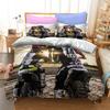 Motorcycles Bedding Set Polyester Fashion Duvet Cover Twin Size Bedclothes with Pillowcases for Teens Bed Linen