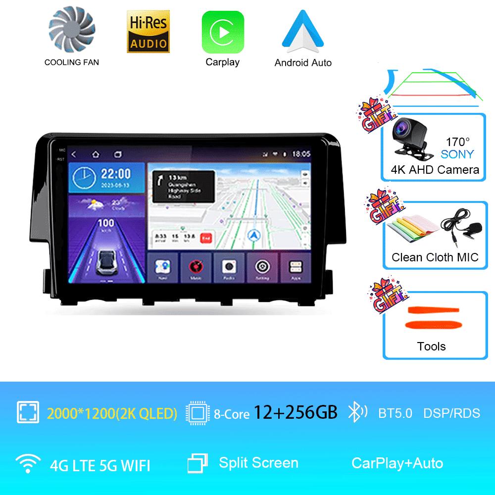 Car Radio 9 Inch Navigator For Honda Civic 2015-2022 Multimedia Video Player GPS Navigation Stereo CarPlay Android14 Bluetooth