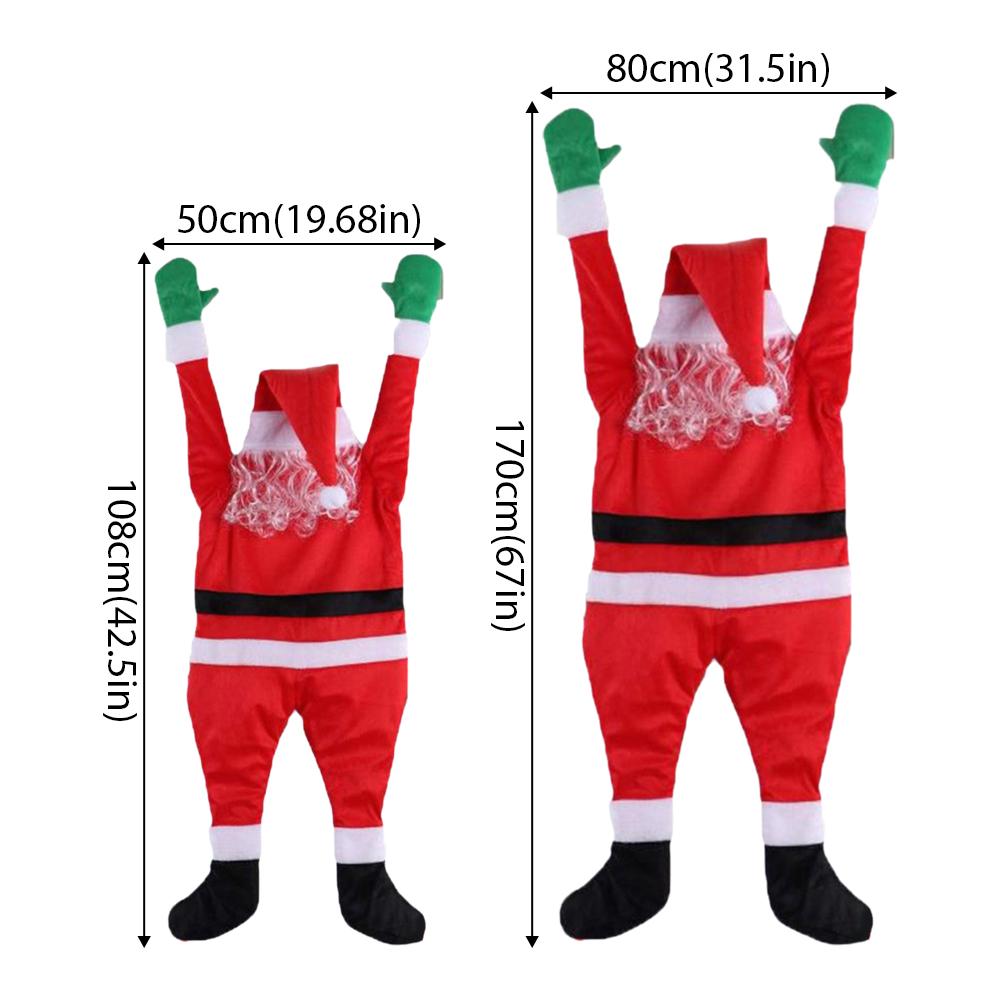 Climbing Santa Claus for Window, Balcony, Roof, Chimney, Home Christmas Decoration Hanging Santa Claus Outdoor Decor
