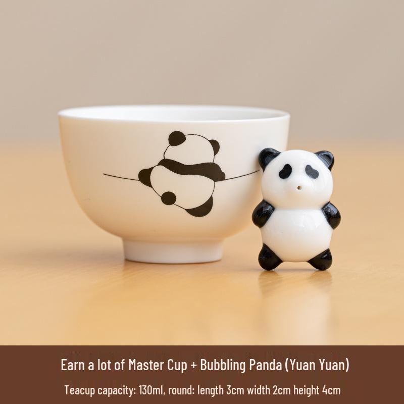 Ceramic Panda Tea Pet Set: Blowing Bubbles Tasting Teacup