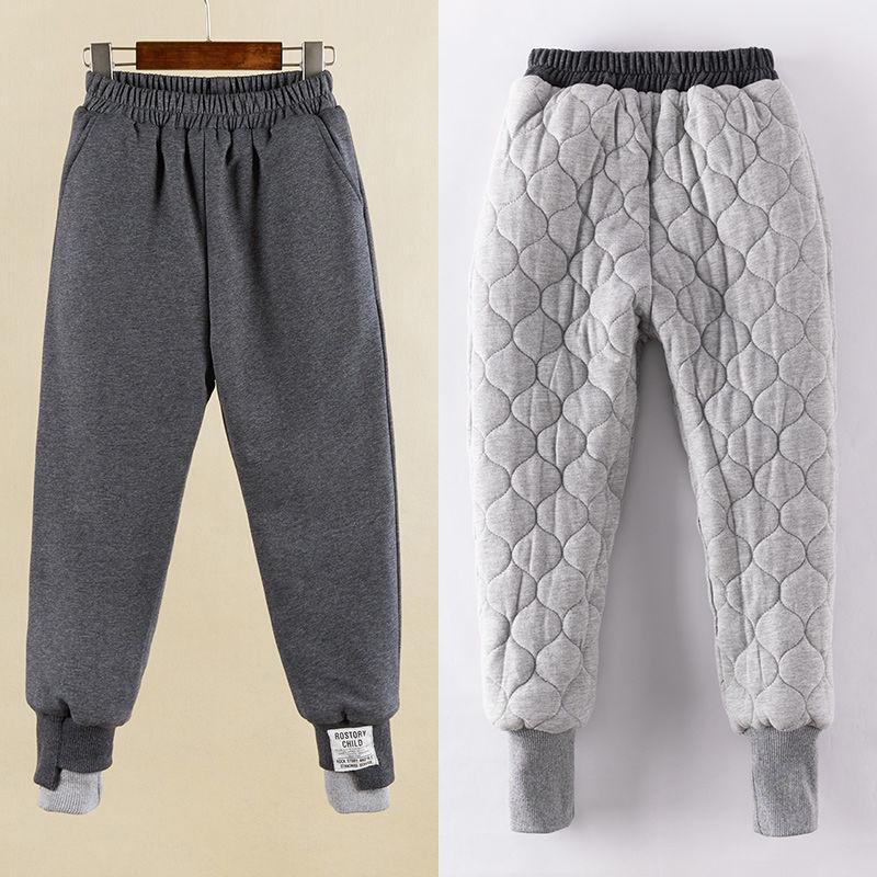 Kids Fleece-Lined Cotton Pants - Korean Style, Warm Winter Wear for Boys & Girls 140cm