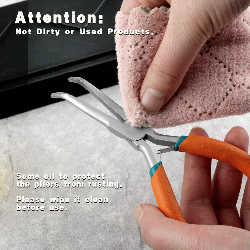 LEONTOOL Needle Remover Mini Pliers with Bent Lead Fishing Professional Precision Accessory Handmade Safety Jewelry DIY Pliers, Bent-Type, Bent-Nose