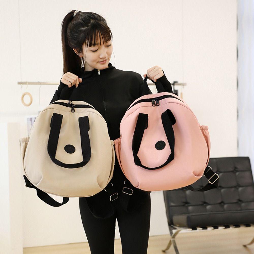 

Korean Style Swimming Nylon Backpack Large Capacity Fitness Bag Round Shape Shoulder Bag Outdoor S сірий