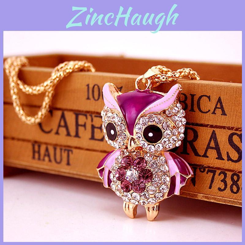 Stunning Rhinestone Owl Long Necklace With Vintage Punk Style For Womens Jewelry