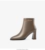 Women's High Heel Soft Leather Ankle Boots, 2025 Autumn Winter Collection, Pointed Toe, Plus Velvet.