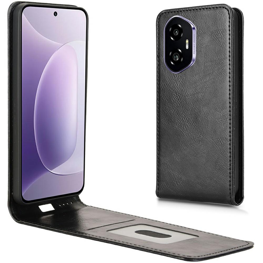 

Чехол для Honor 300 с отделением для карт, магнитный откидной кожаный чехол для телефона Black