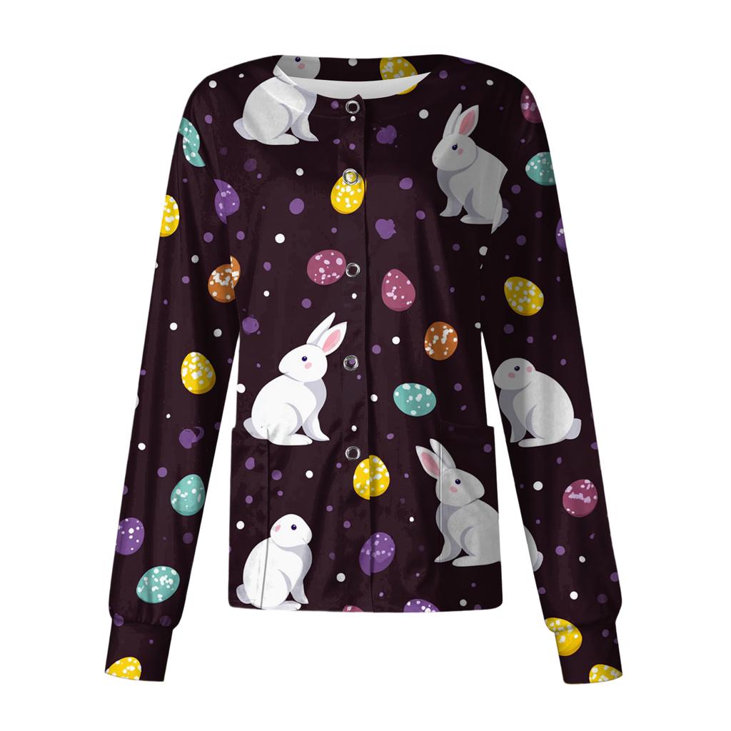 Women's Casual Long-sleeved Single-breasted Printed Protective Clothing Cardigan Top