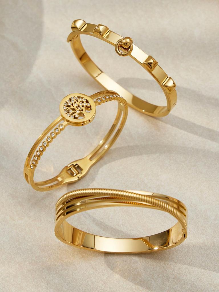 Geometrisches offenes Armreif-Armband aus 18 Karat vergoldetem Edelstahl - Unregelmäßige europäisch-amerikanische Mode mit vielseitiger Persönlichkeit