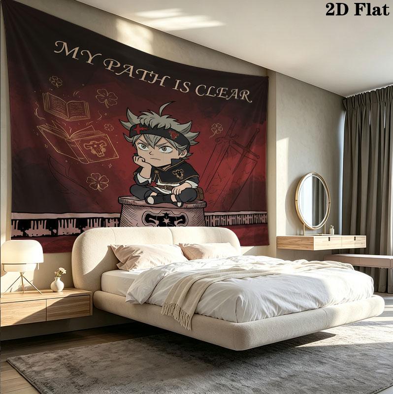 Arazzo da Parete Black Clover Appeso Estetico alla Parete Coperta in Tessuto Stampato Arazzi Decorativi per Camera da Letto Soggiorno Decorazione per la Casa