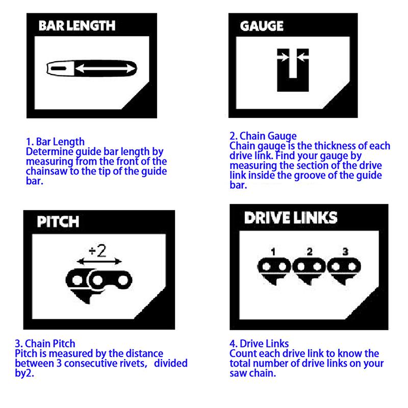 1/2/3/4 Stück 12/11,5 Zoll elektrische Kettensäge, 44 Treibglieder, 22 Schneider, 3/8 Zoll LP-Teilung, 0,050 Zoll Spurweite, Kettensäge, Ersatzteile für Baumschnitt